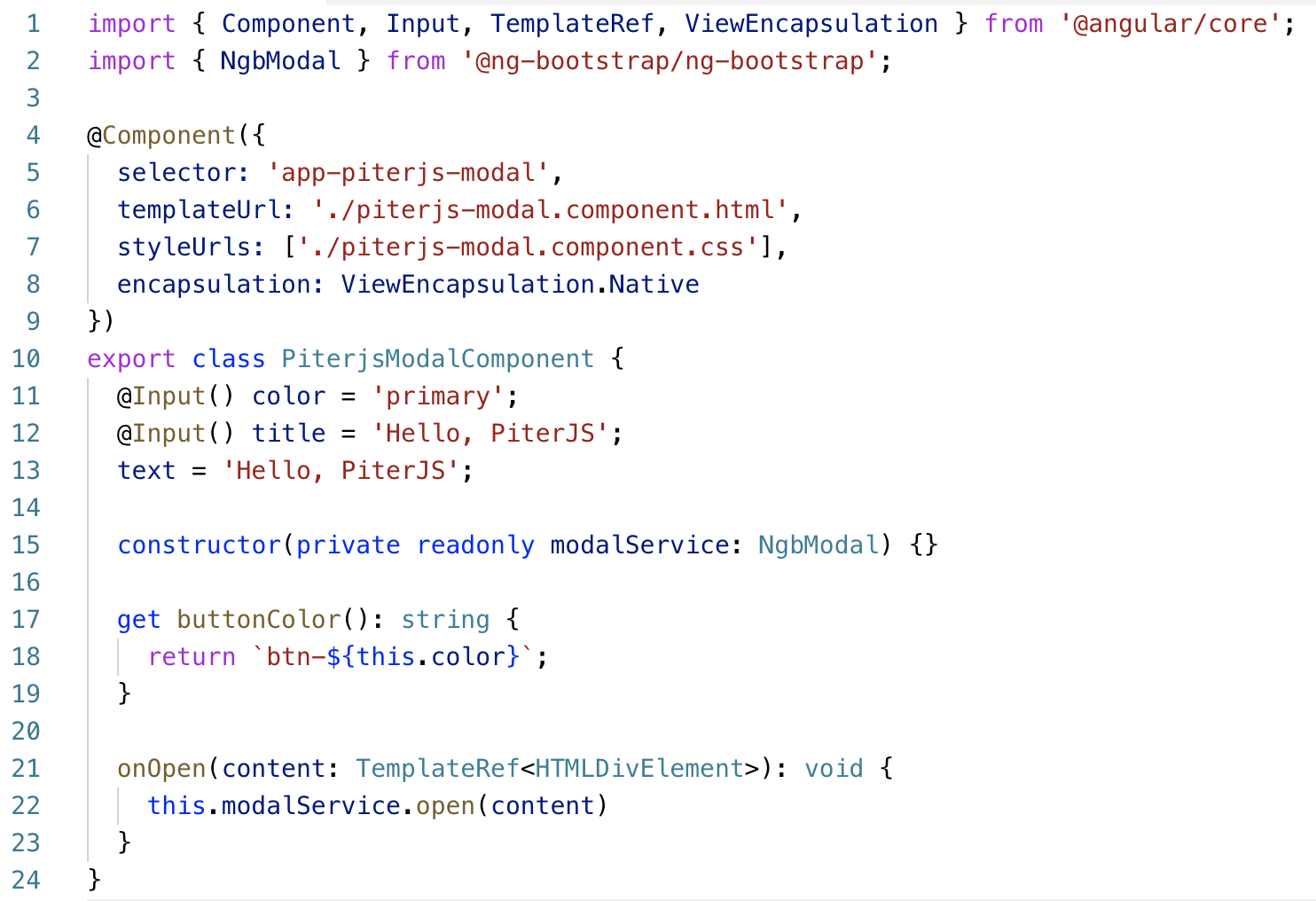 Angular elements code