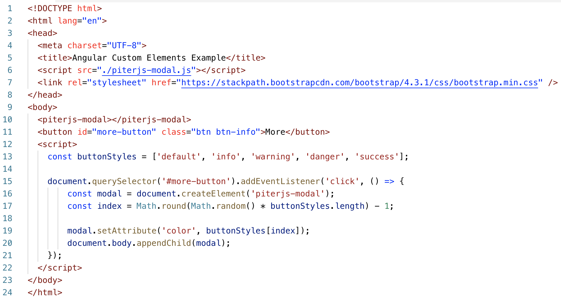 Angular elements code