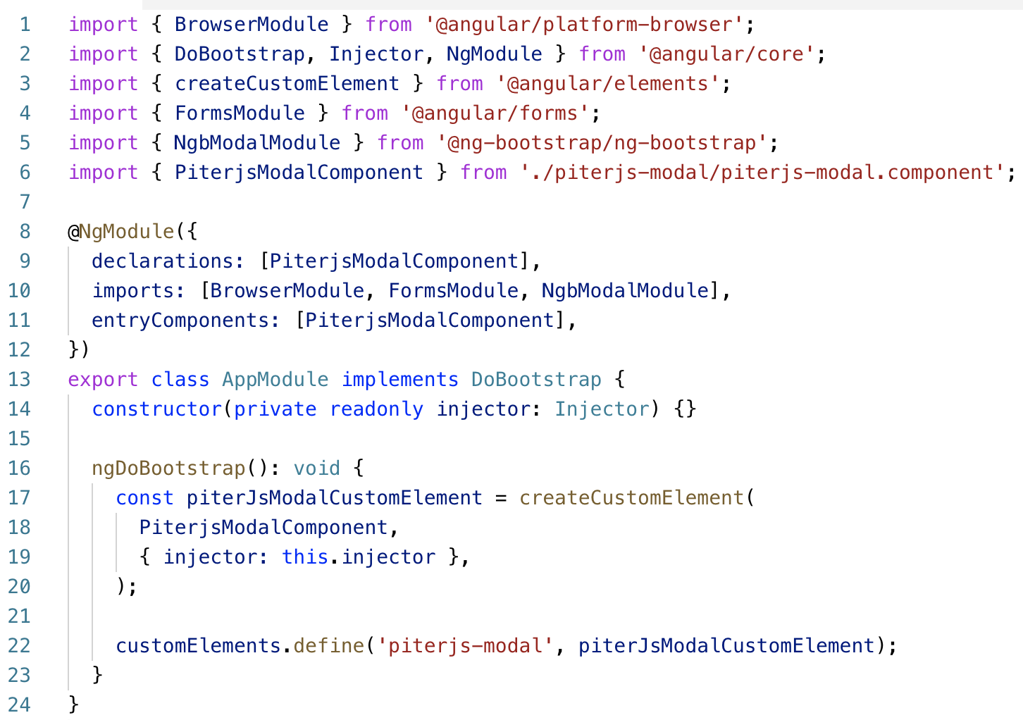 Angular elements code